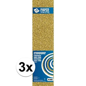 3x Hobby crepe alu papier gouden glitters 150 x 50 cm   -