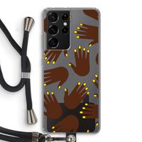 Hands dark: Samsung Galaxy S21 Ultra Transparant Hoesje met koord
