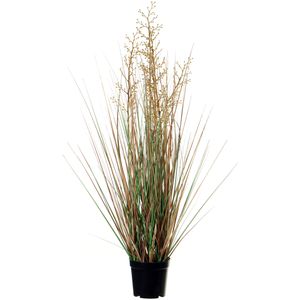 Louis Maes Quality kunstplant - Siergras met bes - groen/bruin - H75 cm - in pot