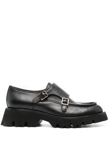 Santoni chaussures en cuir à double boucles - Noir