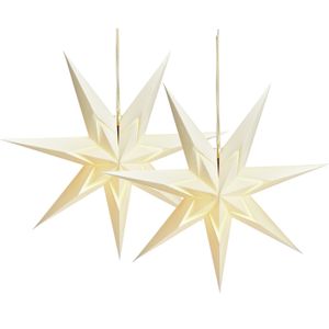 Decoratie kerststerren - 2x st- wit - 60 cm - papier - 7 punten - hangend