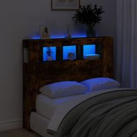 Hoofdeinde met LED 120x18,5x103,5 cm bewerkt hout gerookt eiken - thumbnail