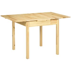 HOMCOM Massief houten eettafel, opklapbare tafel, uitbreidbaar, naturel