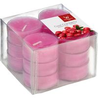 12x Geurtheelichtjes cranberry/roze 4 branduren   -