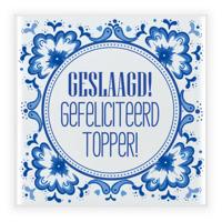 Geslaagd cadeau tegel - gefeliciteerd topper - delfts blauw - keramiek - 15 x 15 cm Geslaagd cadeau tegel - gefeliciteerd topper - delfts blauw - keramiek - 15 x 15 cm