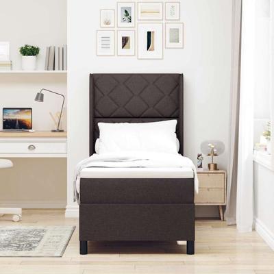 Boxspring bed met matras Donkerbruin 90 x 190 cm Stof