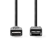 Nedis USB-Kabel | USB 3.2 Gen 1 | USB-A Male | USB-A Female | 5 Gbps | Vernikkeld | 3.00 m | Rond | PVC | Zwart | Label - CCGL61010BK30 Nedis USB-Kabel | USB 3.2 Gen 1 | USB-A Male | USB-A Female | 5 Gbps | Vernikkeld | 3.00 m | Rond | PVC | Zwart | Label - CCGL61010BK30
