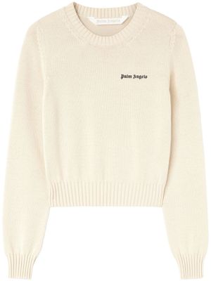 Palm Angels pull en coton à logo brodé - Tons neutres