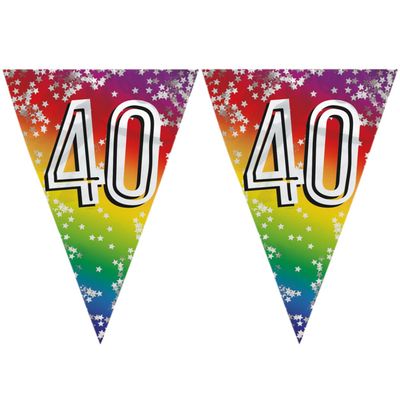 5x stuks vlaggenlijn 40 jaar versiering vlaggetjes slinger 6 meter