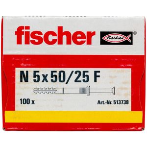 Fischer 513738 schroefanker & muurplug 100 stuk(s) Schroef- & muurplugset 50 mm