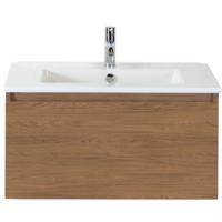 Frozen Badmeubelset 80 cm - Greeplijst in Kleur - Honey - Keramische Wastafel Wit 1 Kraangat