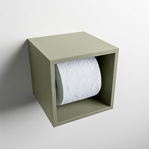 MONDIAZ Easy Toiletrolhouder CUBE 160 solid surface 16x16cm kleur Army. Geschikt voor op en inbouw.
