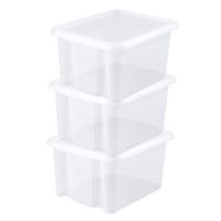 3x stuks kunststof opbergboxen/opbergdozen wit transparant L44 x B36 x H25 cm stapelbaar - Opbergbox - thumbnail