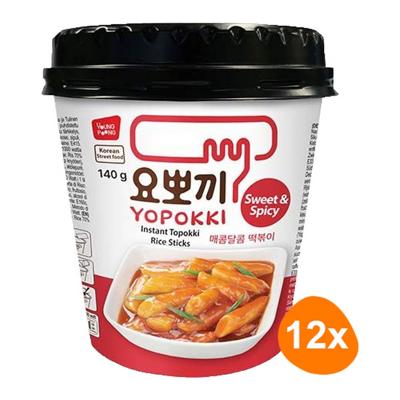 Yopokki - Instant Topokki Rijstcake Sweet & Spicy - 12 Cups