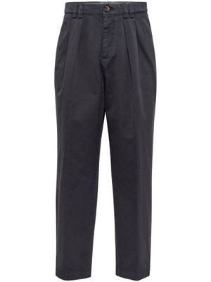 Brunello Cucinelli pantalon en coton à design plissé - Noir