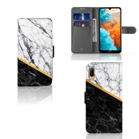 Huawei Y6 (2019) | Bookcase | Marmer Wit Zwart - Origineel Cadeau Man