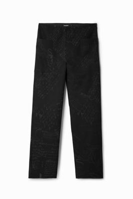 Lange broek met teksten. - BLACK - S