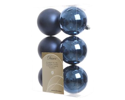 Kerstbal plastic glans-mat diameter 8cm nacht blauw - Ksd