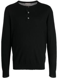 N.Peal pull en maille Henley à patte de boutonnage - Noir