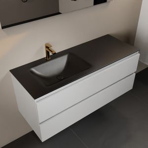 MONDIAZ AIVY 120cm badmeubel Talc, wastafel Urban solid surface links 1 kraangat (AI-351631URBAN-SI - AI-M120TALI)