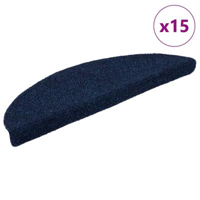 VidaXL Trapmatten zelfklevend 15 stuks 65x21x4 cm marineblauw halfrond groot