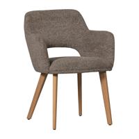 WOOOD Eetkamerstoel 'Murat' Chenille, kleur Taupe/Naturel
