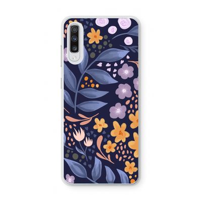 Flowers with blue leaves: Samsung Galaxy A70 Transparant Hoesje