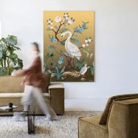 Urban Cotton Wandkleed 'Birds' 80 x 110cm in Frame - black