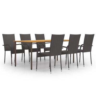 7-delige Tuinset poly rattan bruin