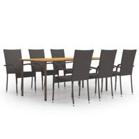 7-delige Tuinset poly rattan bruin
