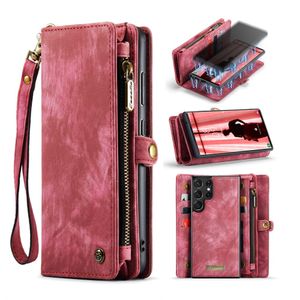Caseme - Samsung Galaxy S23 Ultra - Vintage 2 in 1 portemonnee hoes - Rood