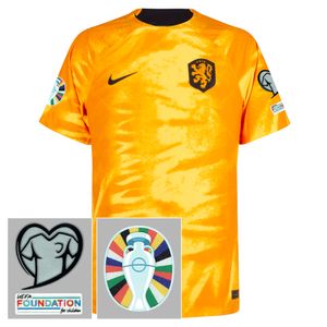 Nederlands Elftal ADV Match Shirt Thuis 2022-2023 + EK 2024 Kwalificatie Badges