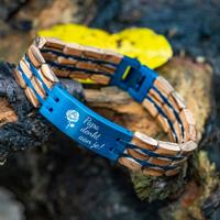 Azure TimberWood - Zebrano & Blauwe RVS Armband