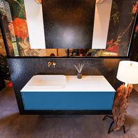 Badkamermeubelset Mondiaz Erin 120 cm met 1 Lade met RIDGE Wastafel Links Talc Zonder Kraangaten Greeploos Mat Jeans