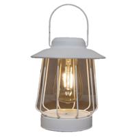 Tuin lantaarn tafellamp - Solar - wit - D16 x H19 cm - LED buitenverlichting