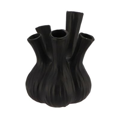 Bloemenvaas Aglio - tulpenvaas - zwart - D20 x H25 cm