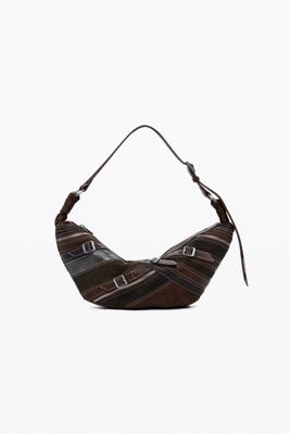 Middelgrote patchwork schoudertas - BROWN - U