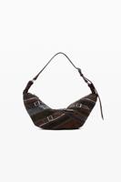 Middelgrote patchwork schoudertas - BROWN - U Middelgrote patchwork schoudertas - BROWN - U