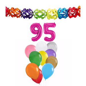 Verjaardag versiering pakket 95 jaar - opblaascijfer/slinger/ballonnen