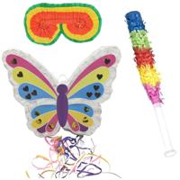 Funny Fashion Pinata - vlinder - Verjaardag - 42 cm - set met stok en masker Funny Fashion Pinata - vlinder - Verjaardag - 42 cm - set met stok en masker