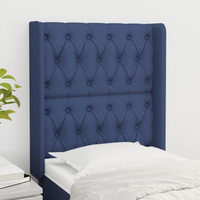 Hoofdbord met randen 83x16x118/128 cm stof blauw