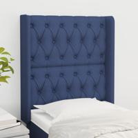 Hoofdbord met randen 83x16x118/128 cm stof blauw