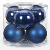 Grote kerstballen - 6x st - donkerblauw - D10 cm - glas - kerstversiering