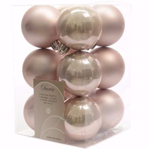 Sweet Christmas kerstboom decoratie kerstballen roze 12 stuks   -