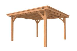 Overkapping Excellent XXL 400x400 cm- Plat dak- Onbehandeld lariks Douglas hout- Woodvision