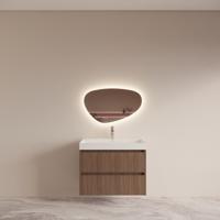 Badmeubelset BWS Riga Met Lako Wastafel Wit 80 cm Donker Eiken Japandi