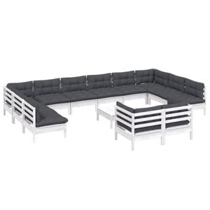 vidaXL 13-delige Loungeset met kussens grenenhout wit