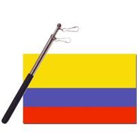 Landen vlag Colombia - 90 x 150 cm - met compacte draagbare telescoop vlaggenstok - supporters