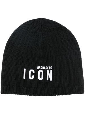 DSQUARED2 bonnet nervuré à logo brodé - Noir