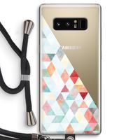 Gekleurde driehoekjes pastel: Samsung Galaxy Note 8 Transparant Hoesje met koord